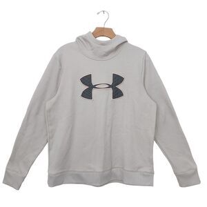 Under Armour Hoodie Womens Large Light Gray Coldgear Fleece Comfy Cozy Athletic